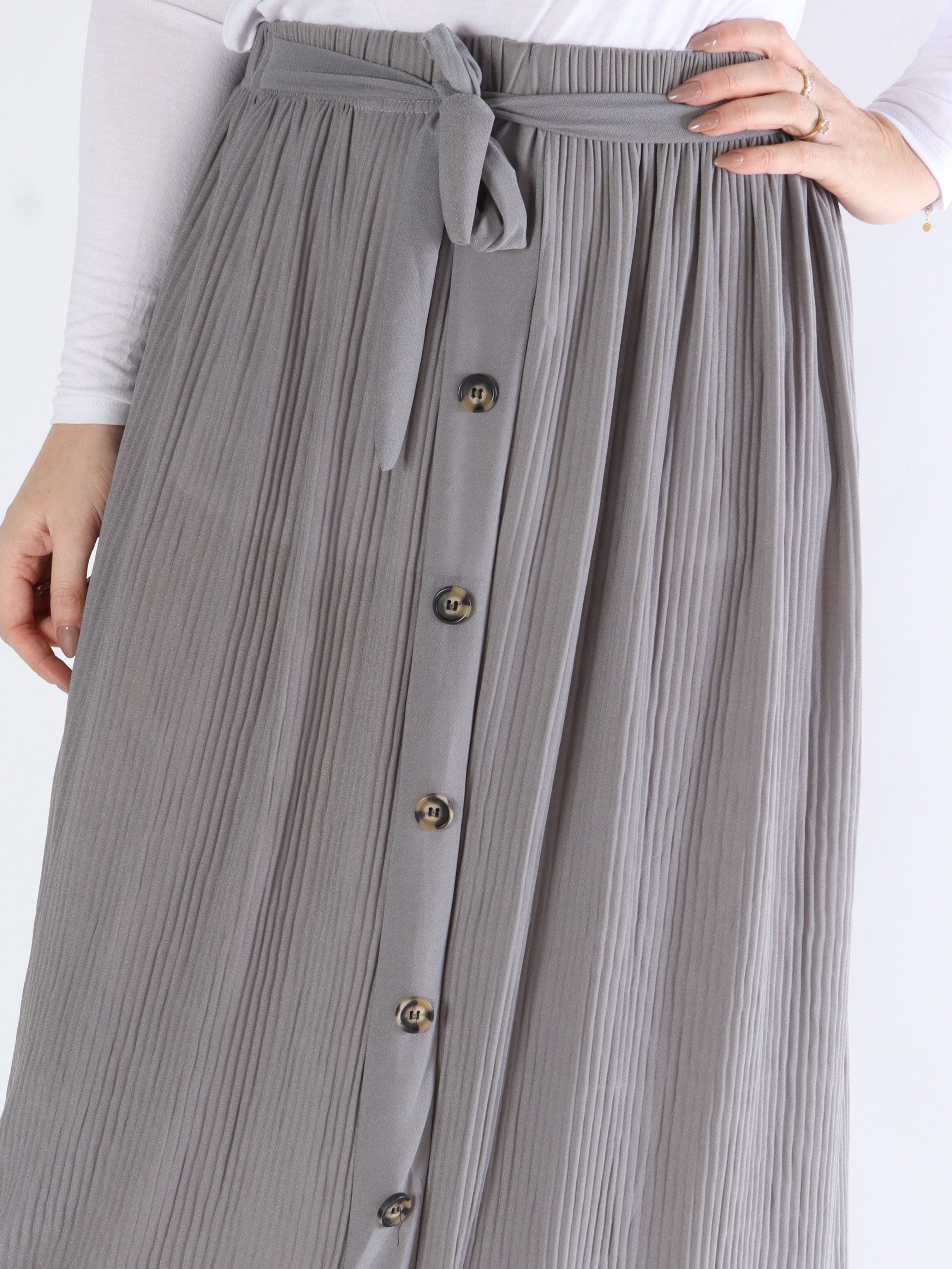 Andrea - Lång plisserad kjol med knappar